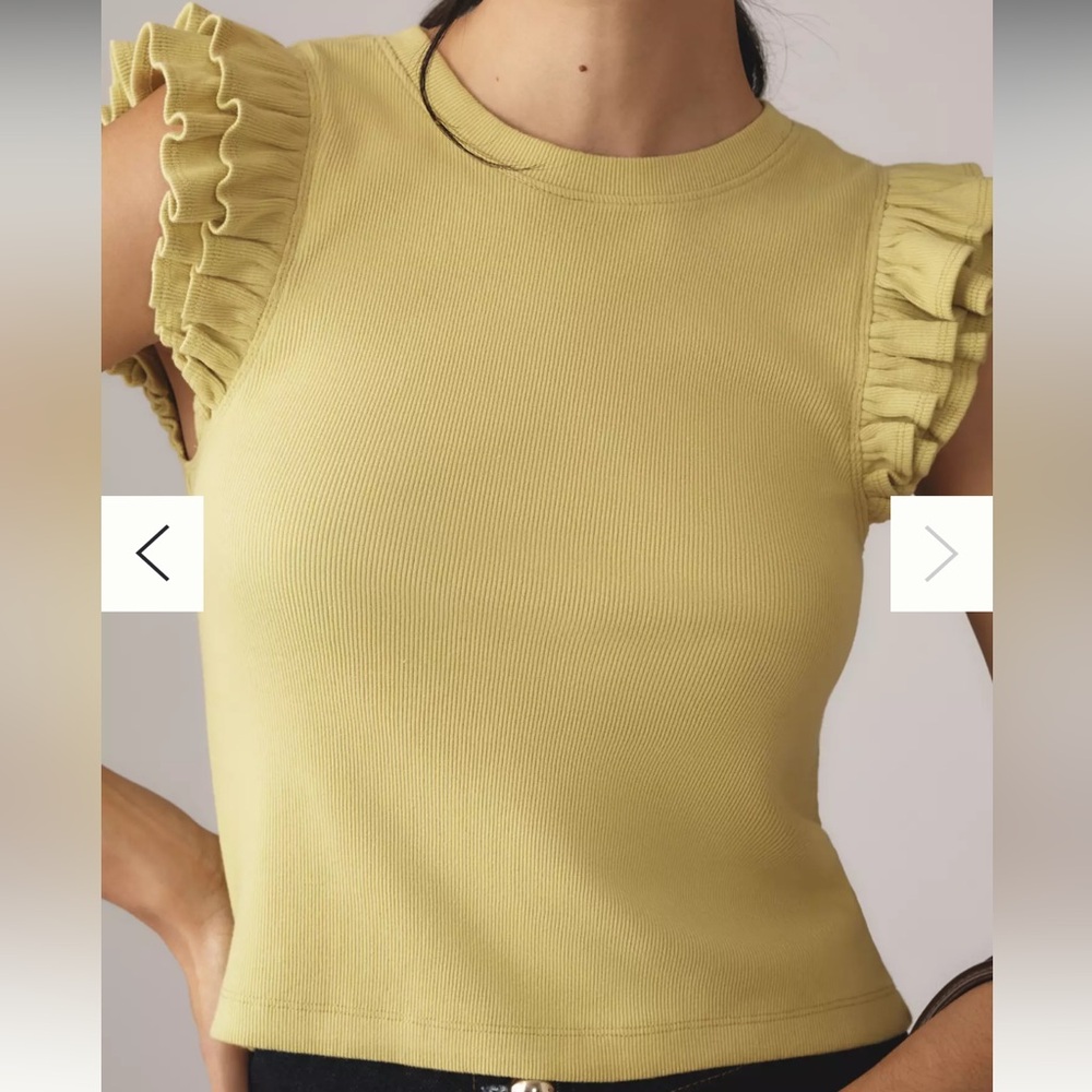 Anthropologie Maeve Ribbed Ruffle Sleeveless Tee